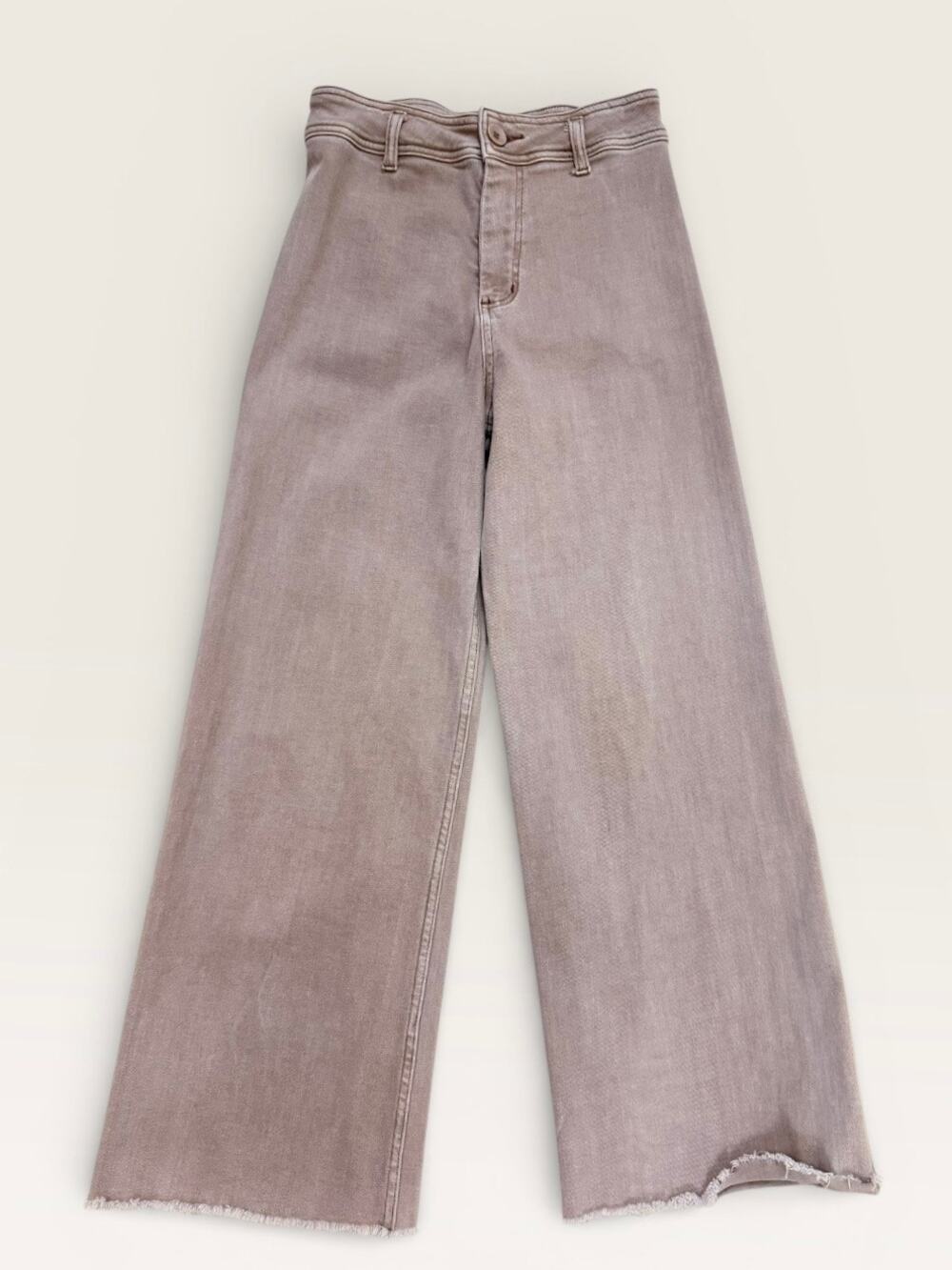 Miou Muse Tan Wide Leg Stretch Denim, Size M